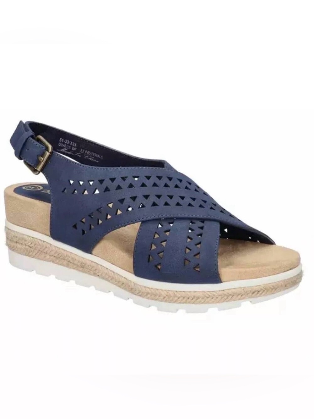 Bella Vita Cosette Navy Espadrille Wedge Slingback Sandals Women’s 7.5 Wide NIB